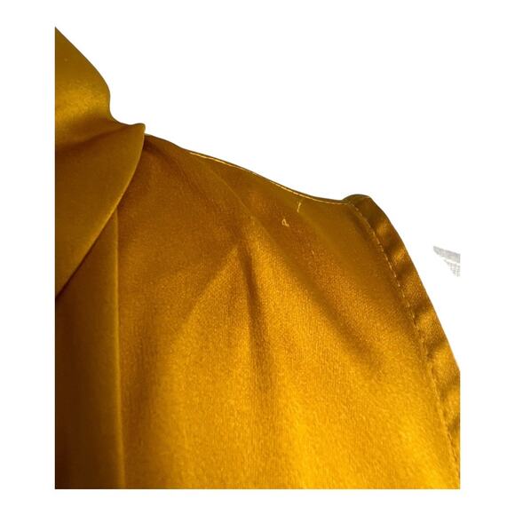 WHBM Gold Satin Kitten Bow Blouse Shirt Top Career Romantic Business Casual M - Picture 4 of 7